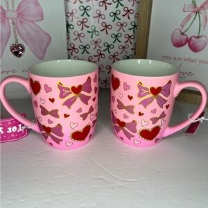 ❤️Sheffield home - Valentine’s Day Bows with heart design mug, set of 2